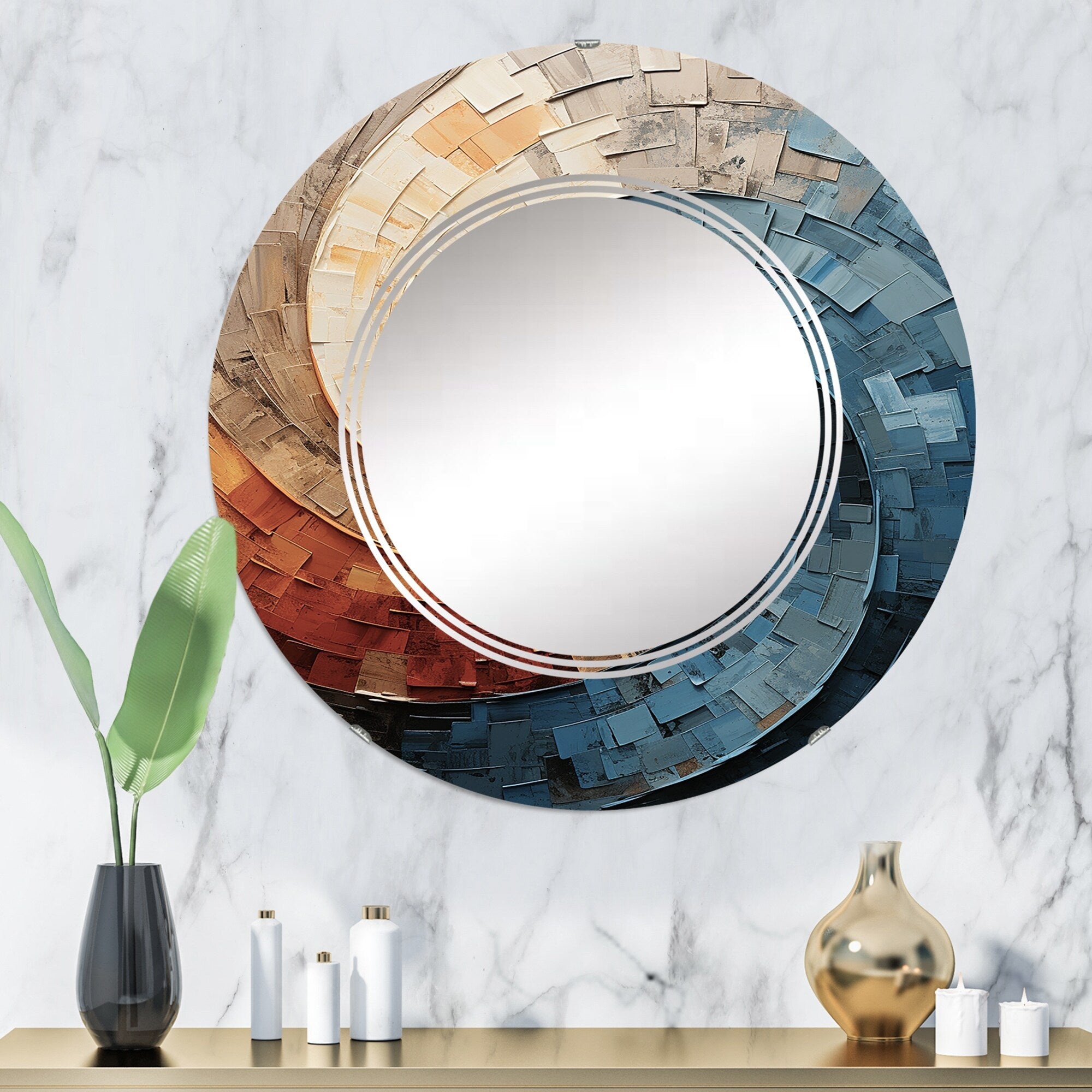 Designart Miroir mural abstrait moderne en spirale et en collage