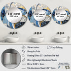 Designart Gold Constructing Blue Realms I Miroir rond à formes abstraites - Miroir moderne bleu pour salon