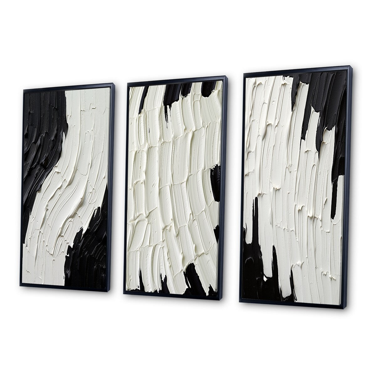 Designart Momentary Spirit - Ensemble de 3 tableaux abstraits noir et blanc, encadrés, pour décoration intérieure.