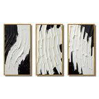 Designart Momentary Spirit - Ensemble de 3 tableaux abstraits noir et blanc, encadrés, pour décoration intérieure.