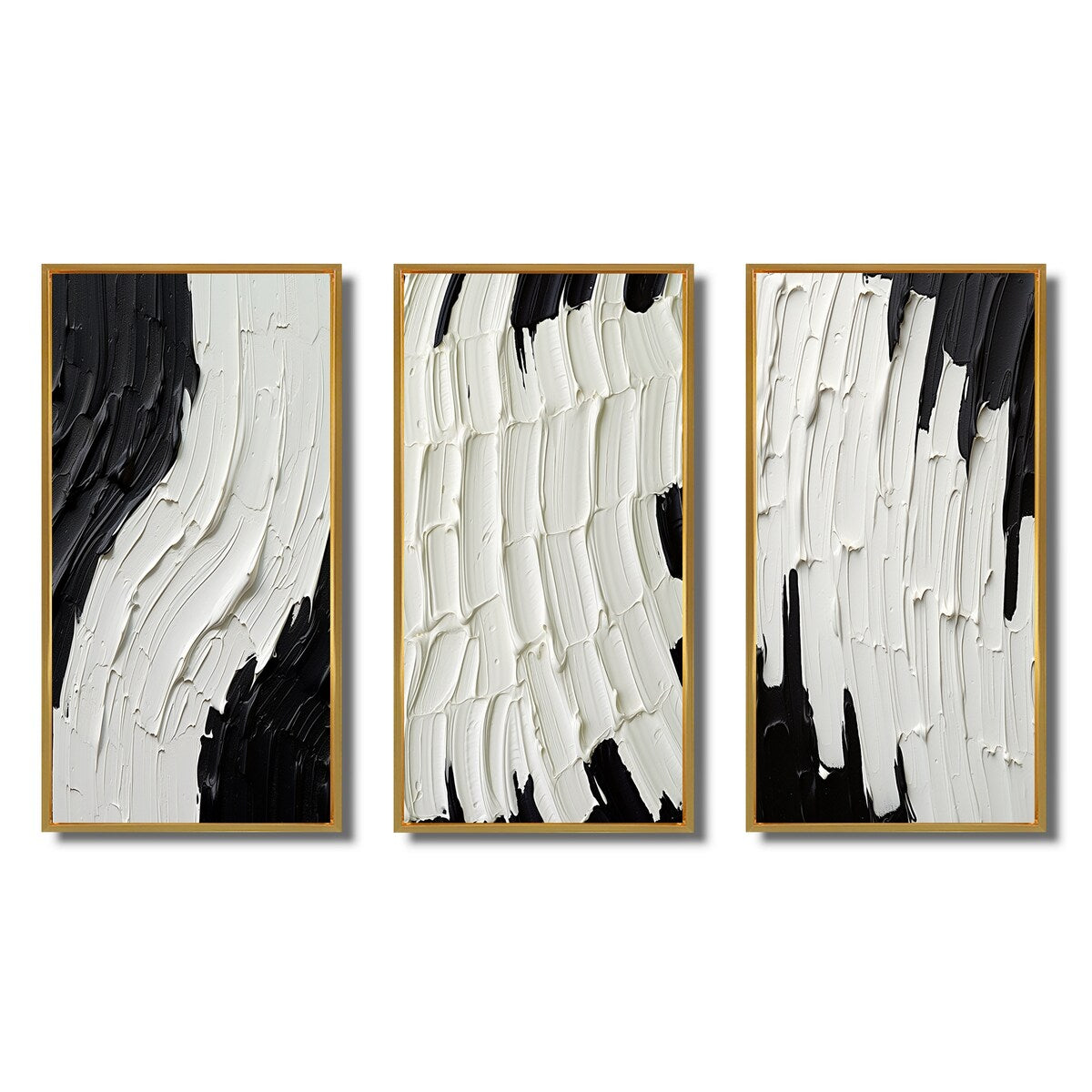 Designart Momentary Spirit - Ensemble de 3 tableaux abstraits noir et blanc, encadrés, pour décoration intérieure.