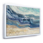 Designart Toile encadrée Peinture à l'aquarelle moderne style farmhouse représentant des vagues bleues de la mer côtière