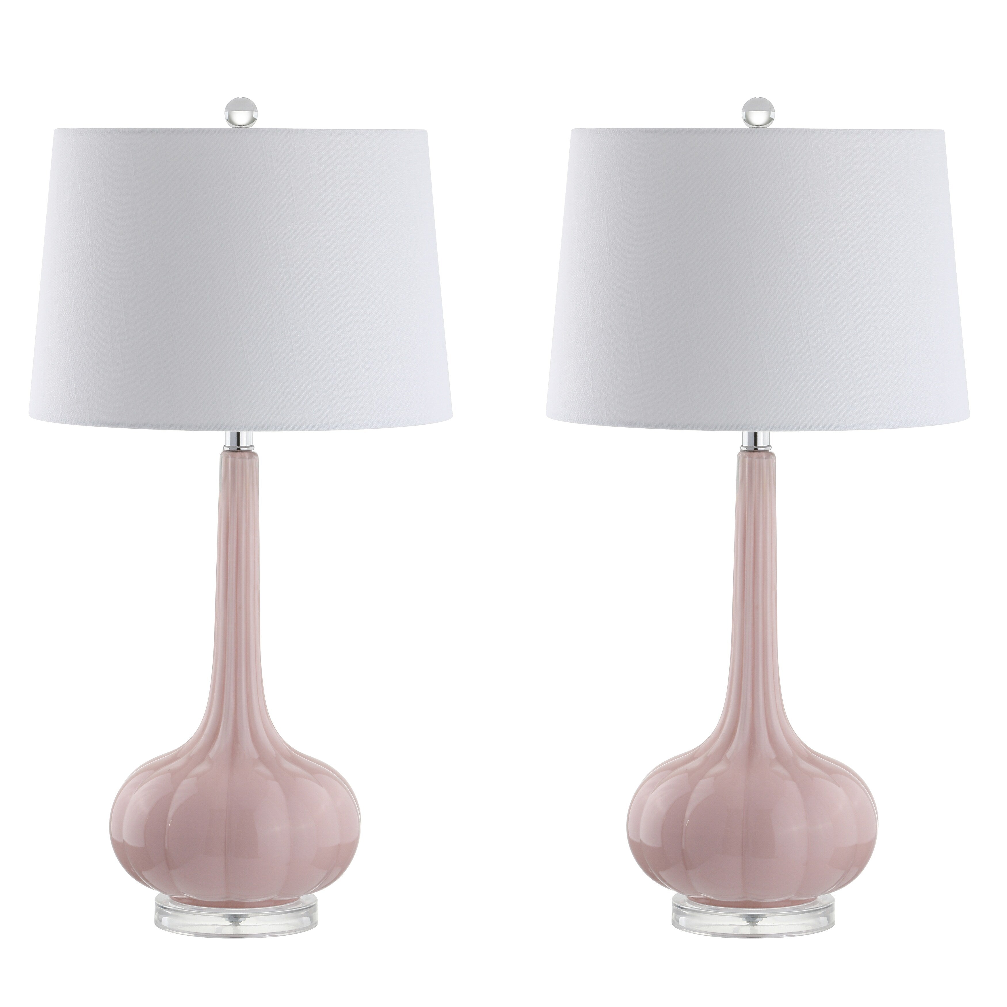 Lampe de table LED en verre en forme de goutte d'eau Diamante 28.5, rose (lot de 2) par JONATHAN Y