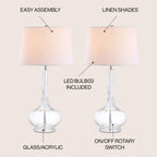 Lampe de table LED en verre en forme de goutte d'eau Diamante 28.5, rose (lot de 2) par JONATHAN Y