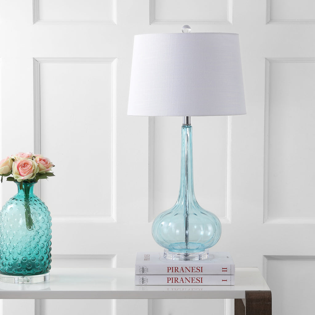 Lampe de table LED en verre en forme de goutte d'eau Diamante 28.5, rose (lot de 2) par JONATHAN Y