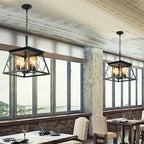 Luminaires à suspension à 4 lumières, style ferme, avec gradation, pour salle à manger, ampoules non incluses.