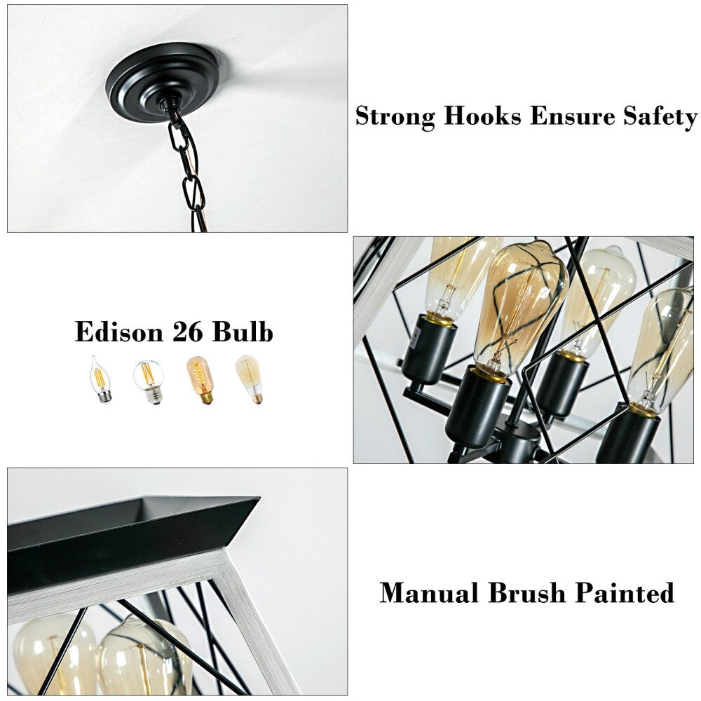 Luminaires à suspension à 4 lumières, style ferme, avec gradation, pour salle à manger, ampoules non incluses.