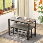 Ensemble table et chaises de salle à manger, ensemble table de bar en bois, table de cuisine avec 2 bancs - 3 pièces