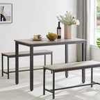 Ensemble table et chaises de salle à manger, ensemble table de bar en bois, table de cuisine avec 2 bancs - 3 pièces