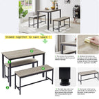 Ensemble table et chaises de salle à manger, ensemble table de bar en bois, table de cuisine avec 2 bancs - 3 pièces