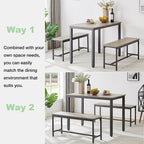 Ensemble table et chaises de salle à manger, ensemble table de bar en bois, table de cuisine avec 2 bancs - 3 pièces