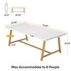 Table de salle à manger pour 8 personnes, table de cuisine rectangulaire en bois de 180 cm (70,87 pouces)