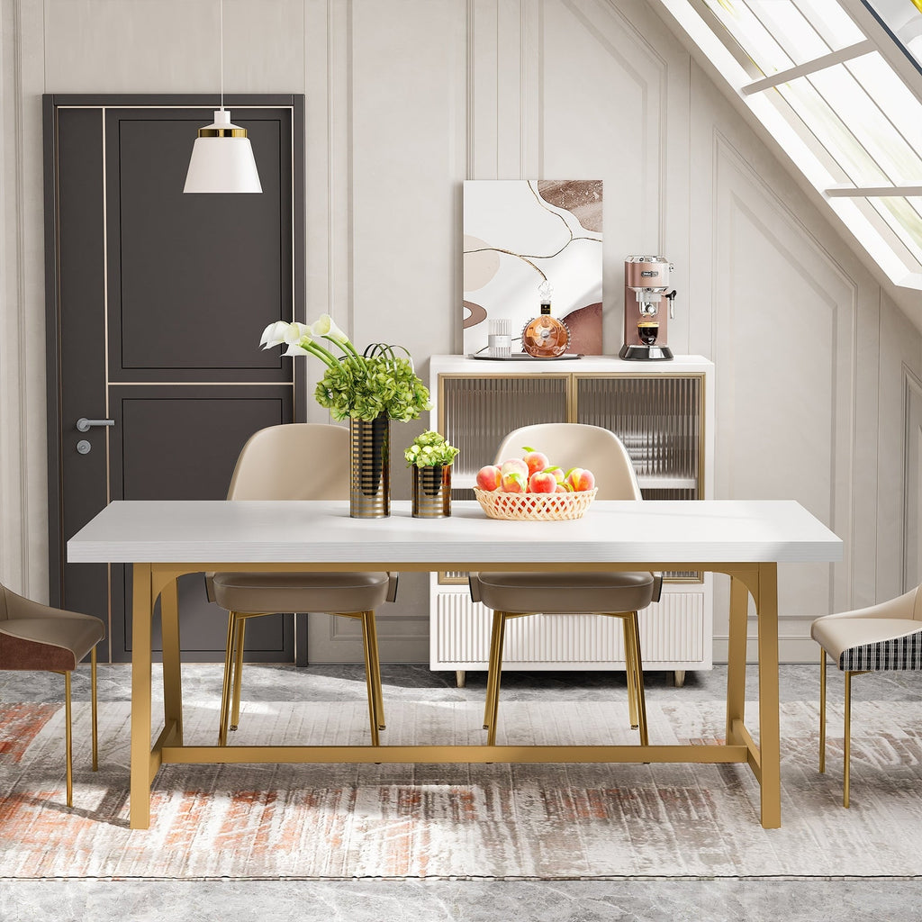 Table de salle à manger pour 8 personnes, table de cuisine rectangulaire en bois de 180 cm (70,87 pouces)