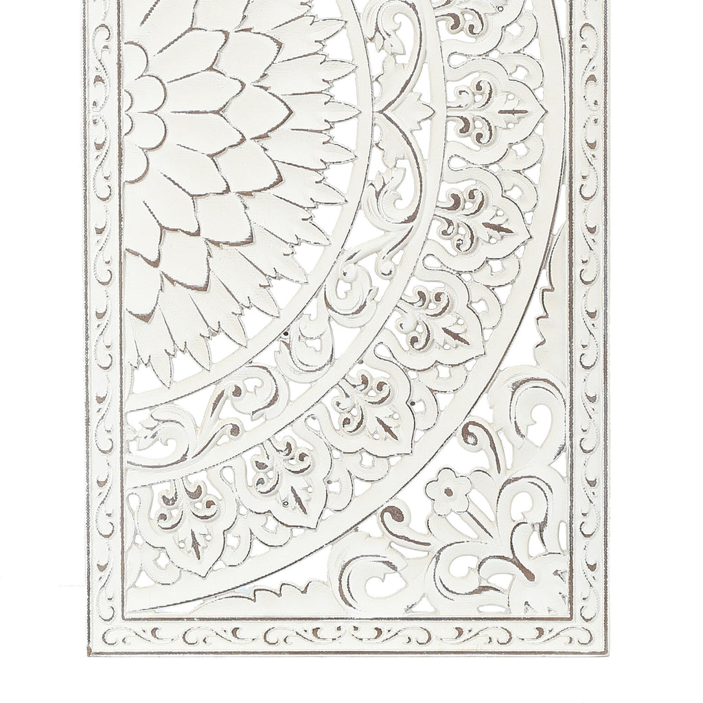 Décoration murale en bois blanc ivoire patiné avec accents noirs (lot de 2)