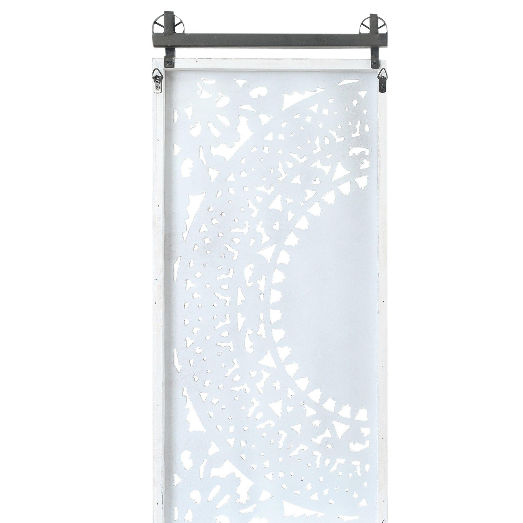 Décoration murale en bois blanc ivoire patiné avec accents noirs (lot de 2)