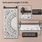 Décoration murale en bois blanc ivoire patiné avec accents noirs (lot de 2)