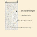 Décoration murale en bois blanc ivoire patiné avec accents noirs (lot de 2)