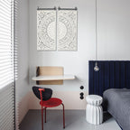 Décoration murale en bois blanc ivoire patiné avec accents noirs (lot de 2)