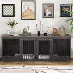 Meuble-kennel pour chien - Cabane à chien en bois avec séparateur de pièce et 2 tiroirs