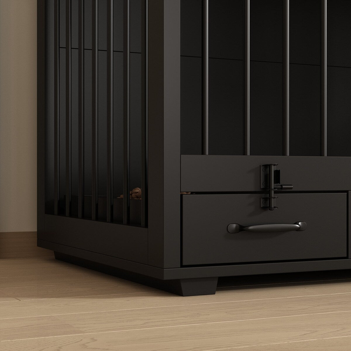 Meuble-kennel pour chien - Cabane à chien en bois avec séparateur de pièce et 2 tiroirs