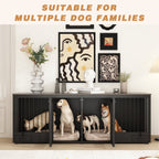 Meuble-kennel pour chien - Cabane à chien en bois avec séparateur de pièce et 2 tiroirs