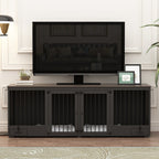 Meuble-kennel pour chien - Cabane à chien en bois avec séparateur de pièce et 2 tiroirs