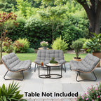 Fauteuil Papasan double avec coussin, en rotin PE résistant aux intempéries et cadre en métal, pour intérieur et extérieur.