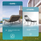 Fauteuil Papasan double avec coussin, en rotin PE résistant aux intempéries et cadre en métal, pour intérieur et extérieur.