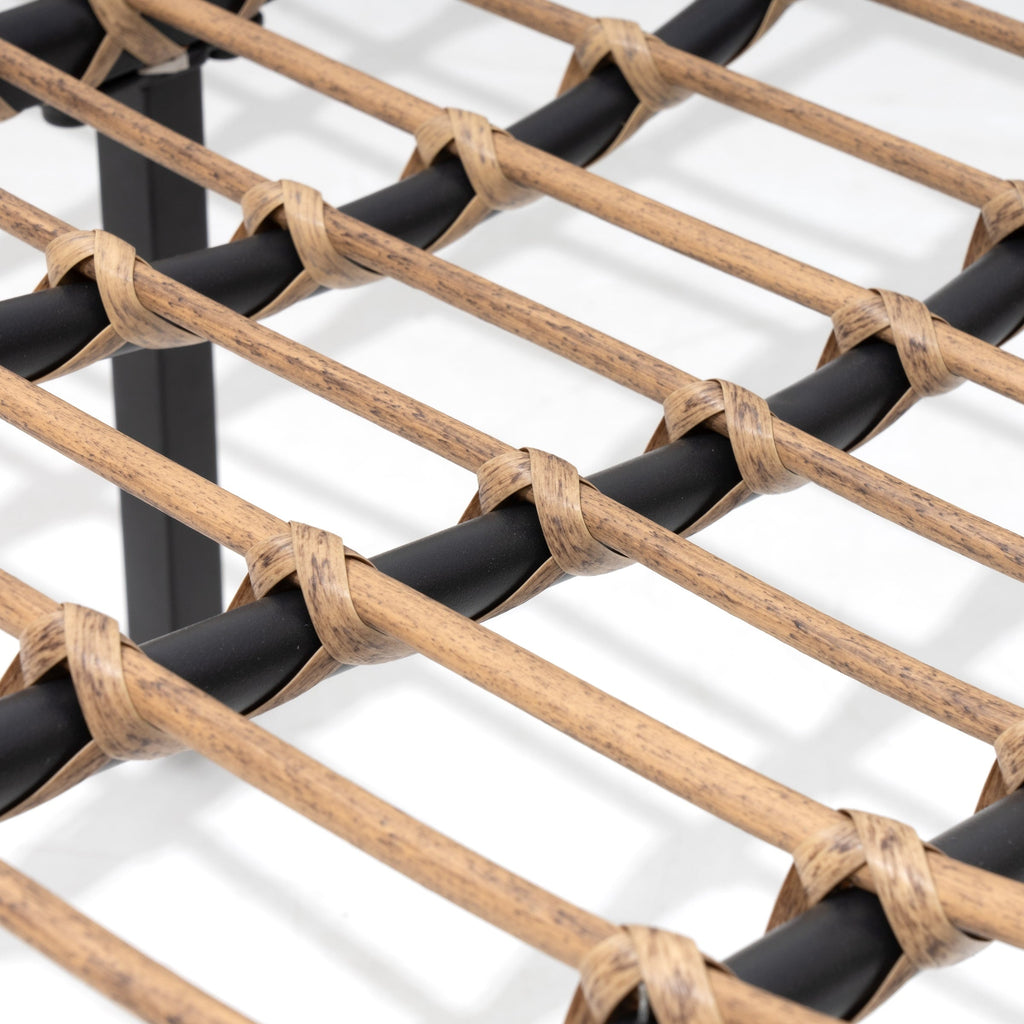 Fauteuil Papasan double avec coussin, en rotin PE résistant aux intempéries et cadre en métal, pour intérieur et extérieur.