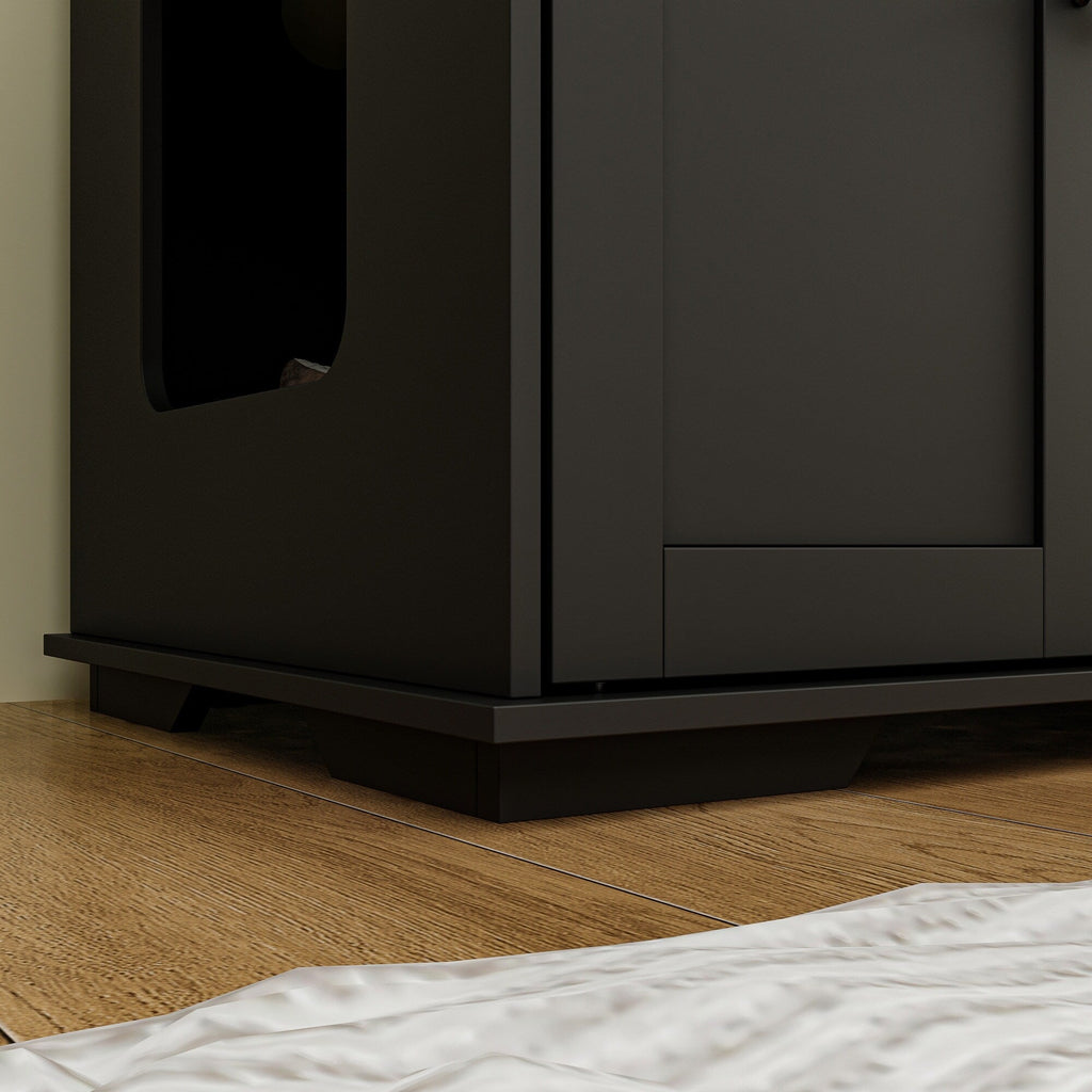 Meuble cache-litière pour chat avec double accès pour animaux de compagnie