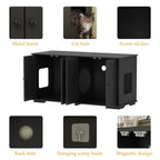 Meuble cache-litière pour chat avec double accès pour animaux de compagnie