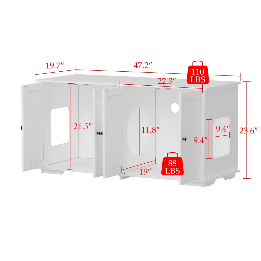 Meuble cache-litière pour chat avec double accès pour animaux de compagnie