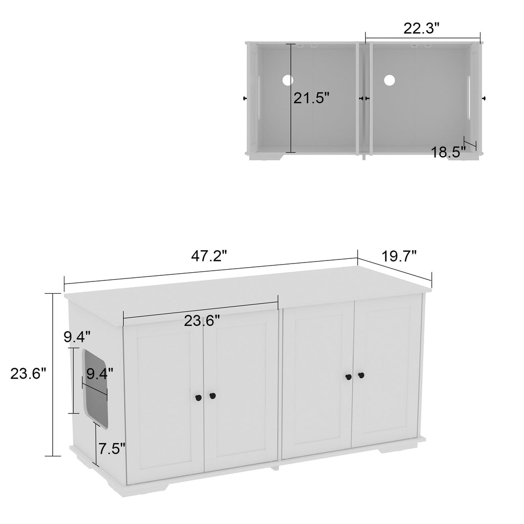 Meuble cache-litière pour chat avec double accès pour animaux de compagnie