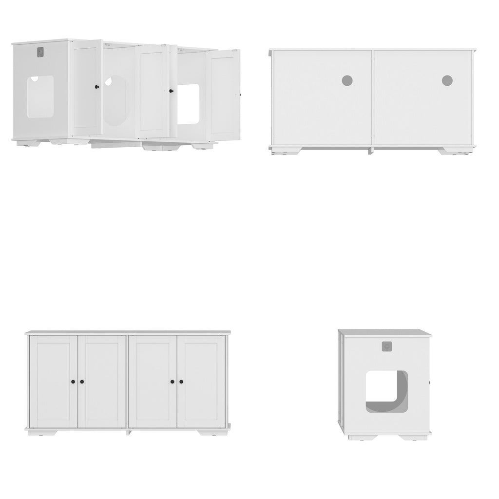 Meuble cache-litière pour chat avec double accès pour animaux de compagnie