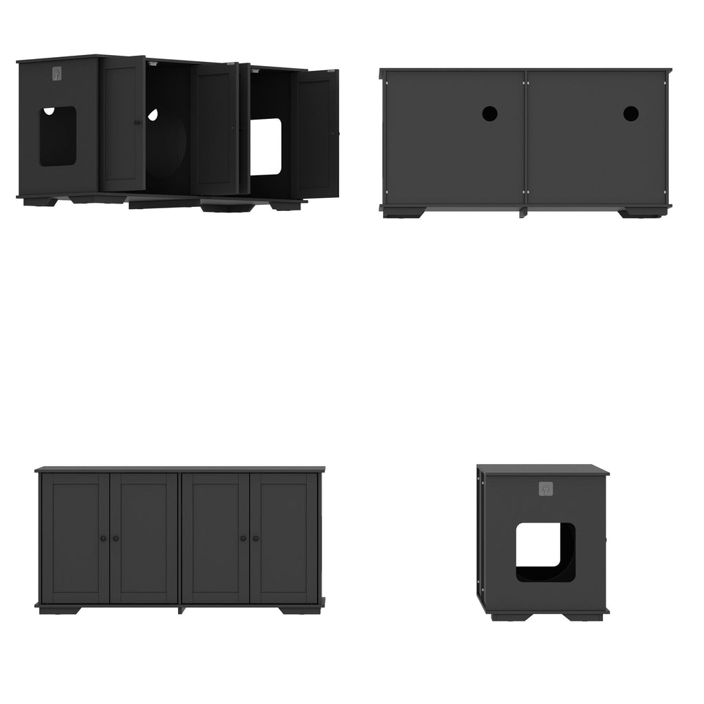 Meuble cache-litière pour chat avec double accès pour animaux de compagnie