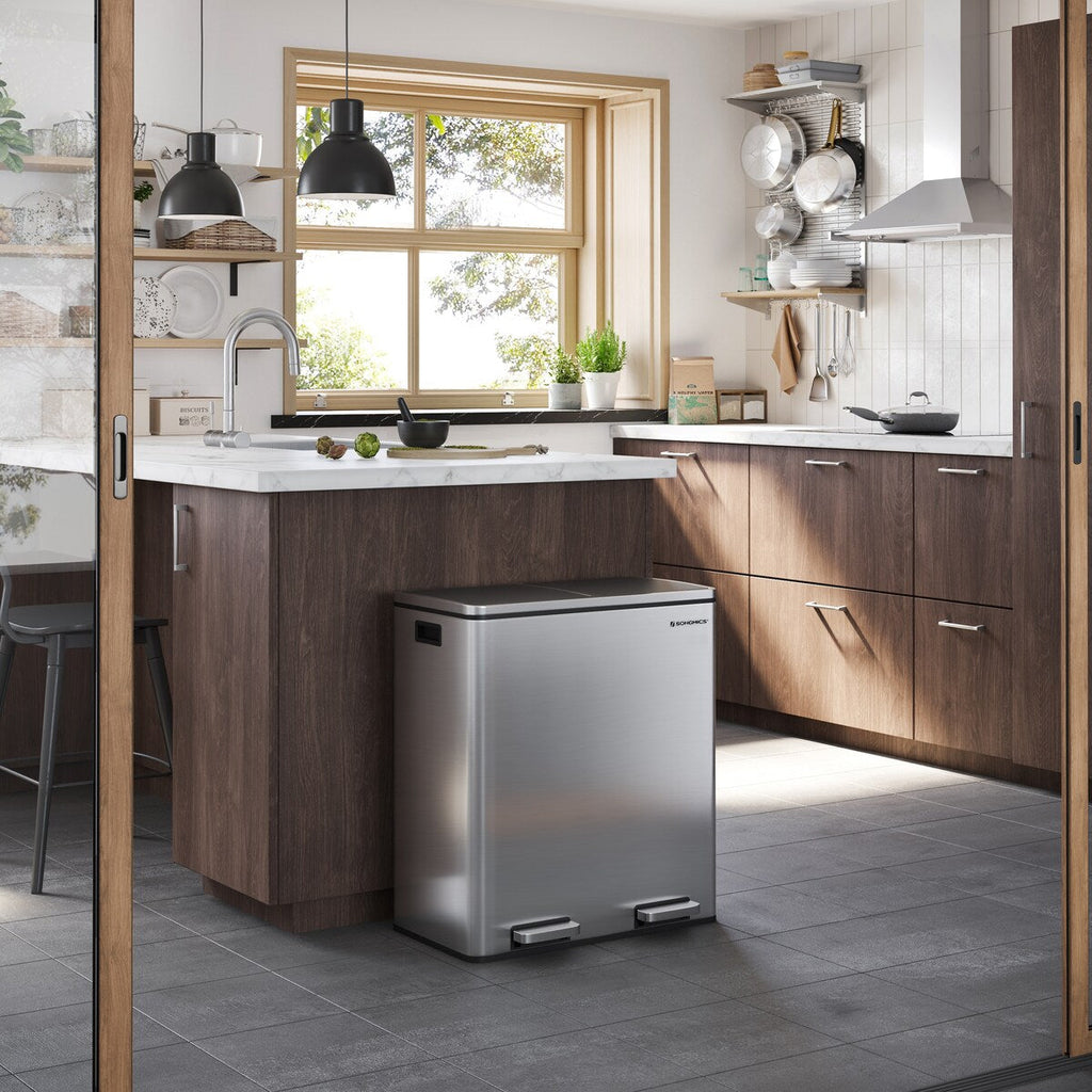 Poubelle double, 2 bacs à ordures de 8 gallons