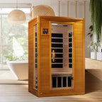 Sauna infrarouge à faible rayonnement électromagnétique (REM) Dynamic Saunas Andora pour 2 personnes, en bois d'épicéa du Canada.