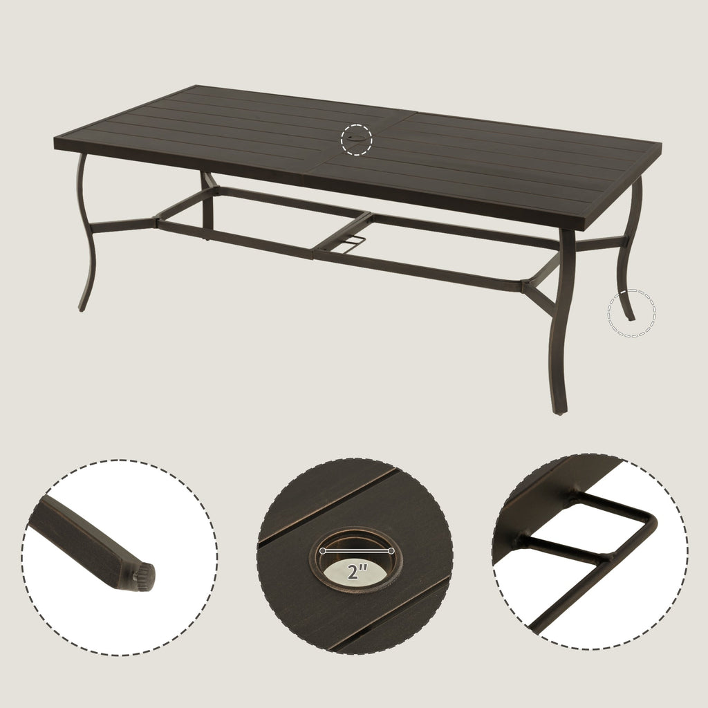 Ensemble de salle à manger de patio en aluminium EGEIROS LIFE AluLux 9 pièces avec 2 chaises de salle à manger pivotantes, 6 chaises de salle à manger et coussins lavables