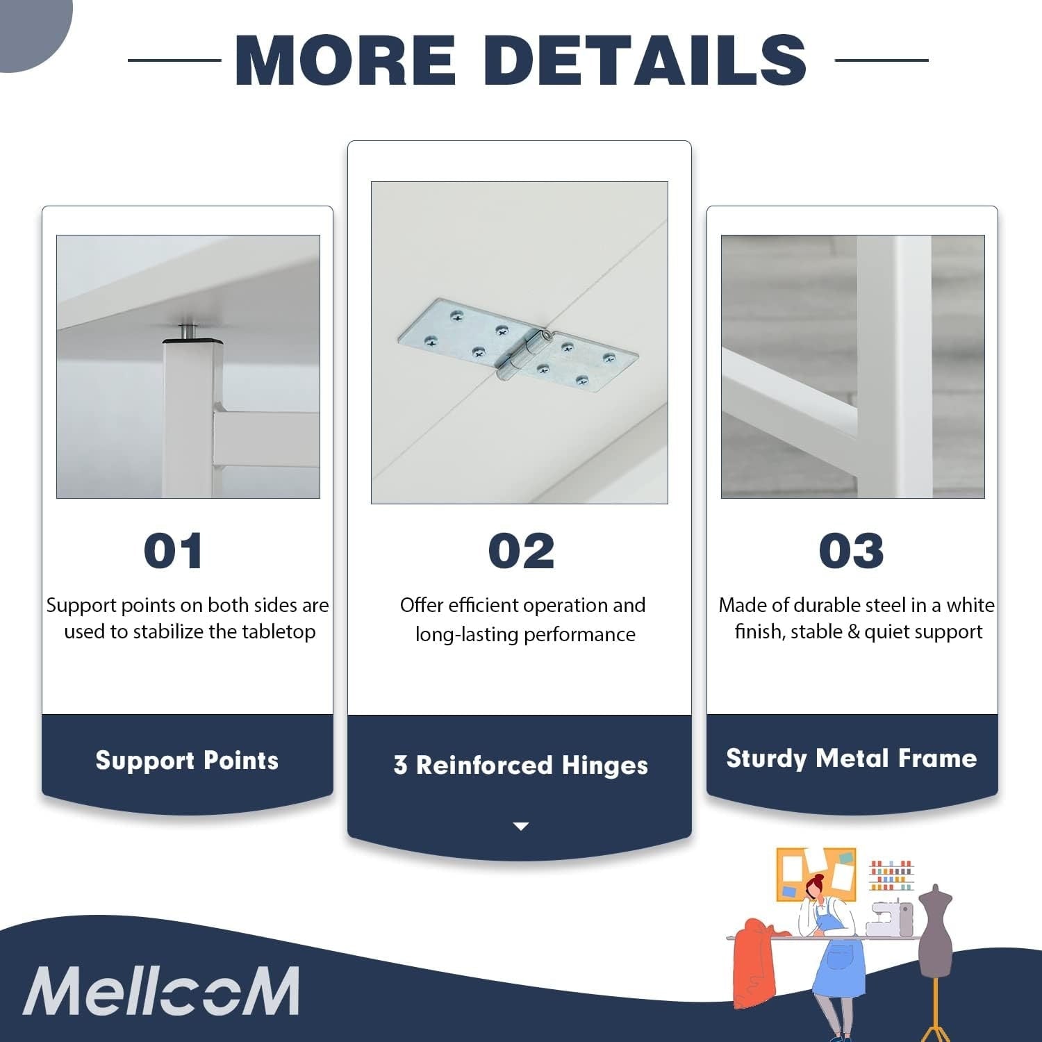 Table d'artisanat à hauteur réglable avec étagères de rangement, table de coupe pliable mobile pour maison, bureau, salle de couture, salle d'artisanat