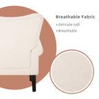 Fauteuil d'appoint moderne Erommy, fauteuil à dossier haut, canapé simple recouvert de tissu avec boutons et pieds en bois pour salon.