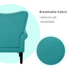 Fauteuil d'appoint moderne Erommy, fauteuil à dossier haut, canapé simple recouvert de tissu avec boutons et pieds en bois pour salon.