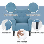 Fauteuil d'appoint moderne Erommy, fauteuil à dossier haut, canapé simple recouvert de tissu avec boutons et pieds en bois pour salon.