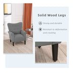 Fauteuil d'appoint moderne Erommy, fauteuil à dossier haut, canapé simple recouvert de tissu avec boutons et pieds en bois pour salon.