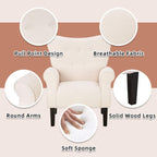 Fauteuil d'appoint moderne Erommy, fauteuil à dossier haut, canapé simple recouvert de tissu avec boutons et pieds en bois pour salon.