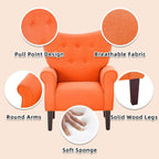 Fauteuil d'appoint moderne Erommy, fauteuil à dossier haut, canapé simple recouvert de tissu avec boutons et pieds en bois pour salon.