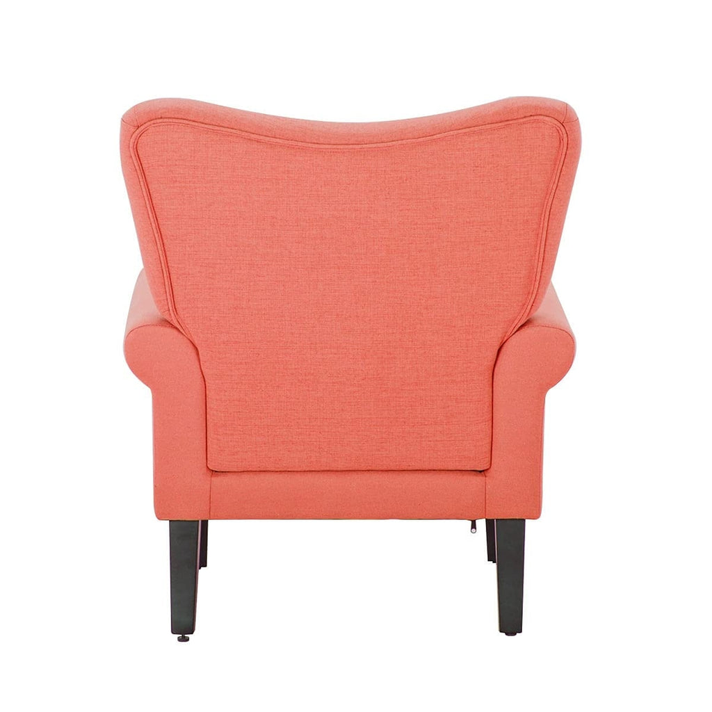 Fauteuil d'appoint moderne Erommy, fauteuil à dossier haut, canapé simple recouvert de tissu avec boutons et pieds en bois pour salon.