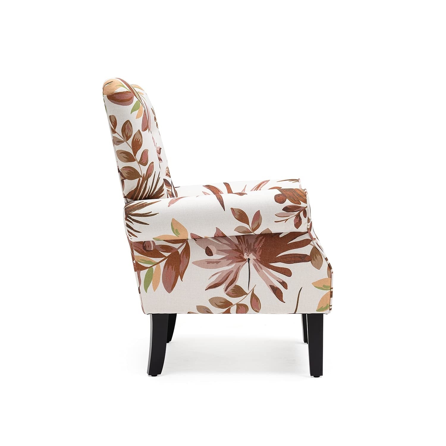 Fauteuil d'appoint moderne Erommy, fauteuil à dossier haut, canapé simple recouvert de tissu avec boutons et pieds en bois pour salon.