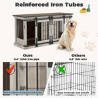 EROMMY Meuble-cage pour chien en bois massif, chenil intérieur avec porte coulissante et meuble TV, élégante maison pour chien en bois, cage pour chien stylée