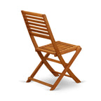 Ensemble bistro d'extérieur East West Furniture comprenant une table basse ronde en bois et 2 chaises pliantes, finition huile naturelle