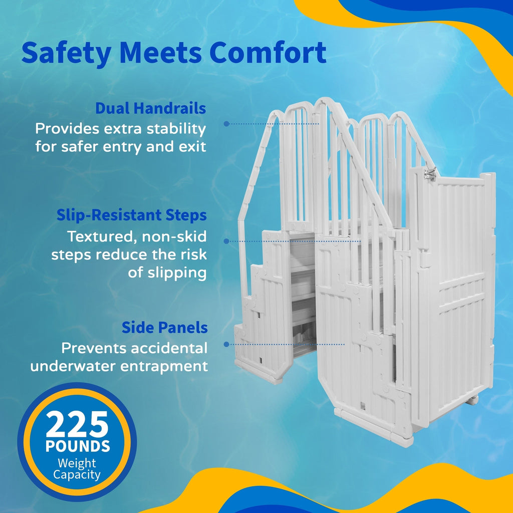 Système d'accès facile à la piscine avec porte - 82,5 cm L x 209,6 cm P x 205,7 cm H